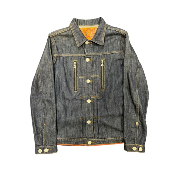 Evisu Other - Evisu Denim Jacket Mens XL Indigo Blue Excellent No 3 Lot 1008 Zip Pocket Cinch